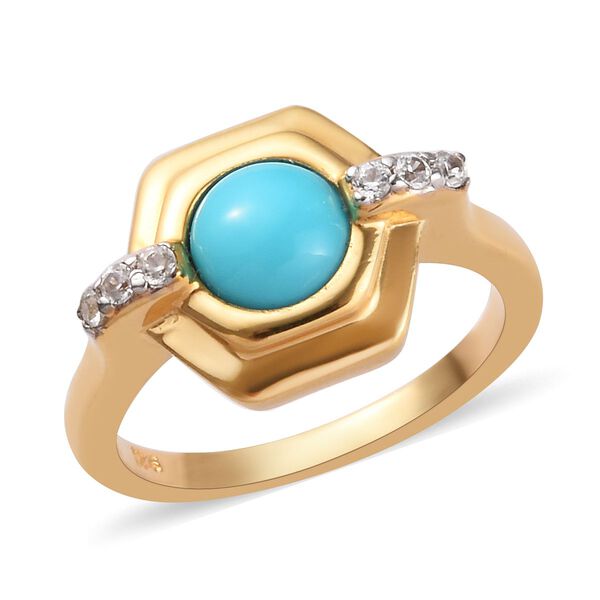 ARIZONA SLEEPING BEAUTY TURQUOISE 14K GOLD 925 Sterling Silver SOLITAIRE RING UK
